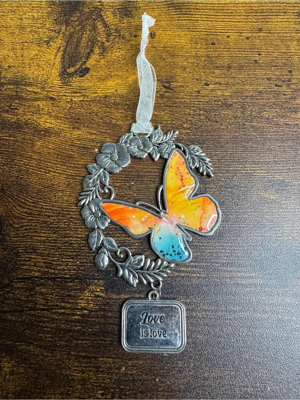 Pewter Butterfly Ornament - Love is Love